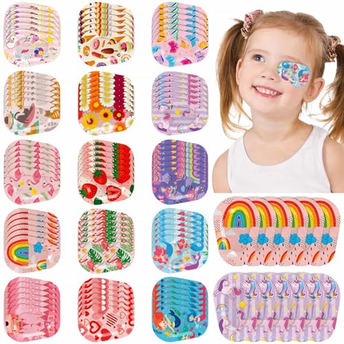 Sublaga 90 Pcs Eye Patches for Kids,15 Styles Kids Eye Patches, Toddler Eye Patch with Lazy Eye, Cute Pattern Designs, Colorful and Fun Adhesive Kid Eye Patches for Girls, Toddler