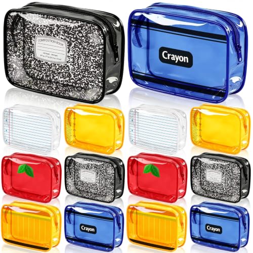 Suclain 12 Pcs Teacher Appreciation Gifts Clear Makeup Bag with Zipper Waterproof PVC Cosmetic Pouch Portable Multifunction Cosmetic Bag for Women Teachers Graduation Gifts (5.5 Inches,Classics)