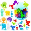 Suction Bath Toys for Kids, 27 Pcs Silicone Bathtub Suction Cup Toys, Travel Sensory Window Building Toys for Toddlers Boys Girls 3 4 5 6 Year Old