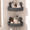 Suction Cup Corner Shower Caddy, No Drilling Aluminum Shelf for Bathroom, G