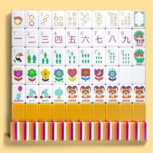 sudamao American Mahjong Tile Set, 160-Pc 4-Layer Orange Mahjong Travel Set
