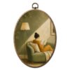 Sufamb Vintage Women Reading Book Oval Framed Wall Art Decor 8.6x11.4 Inch
