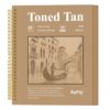 SuFly Toned Paper Sketch Book, 11x14 Inches, 60 Sheets - 90lb/150gsm Toned Tan Paper for Mixed Media, Charcoal, Graphite, Colored Pencils & White Gel Pens, 100% Recycled, Wire-O Bound.