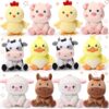Suilung 12 Pcs Mini Farm Stuffed Animals Bulk 4 Inch Farm Plush Toys Animals Plush Cow Horse Duck Chick Pig Sheep for Wedding Birthday Baby Shower Classroom Student Awards Party Favors