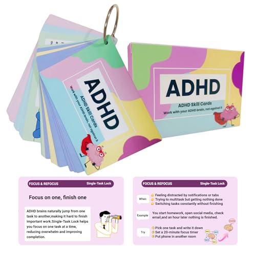 Sulieschen 30 ADHD Tools for Adults & Teens – Therapy Tools & Coping Skills Cards with Real-Life Scenarios & Step-by-Step Actions for Focus, Executive Function & Emotional Regulation