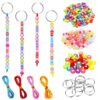 Sumalon 556 Pcs DIY Bead Keychain Making Crafts Kits, Colorful Adjustable Letter Alphabet Beads Keychain Strings, Bead Charms with Key Ring for Bag Charm Bracelets Key Ring Jewelry Making Party Favor