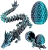 SUMLAND 3D Printed Dragon Eggs with Dragon Inside,Articulated 3D Dragon,Crystal Egg Fidget Toys Black Green