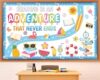 Summer Bulletin Board Decorations Set Reading is an Adventure June July Classroom Decorations Flamingo Books Paper Cutouts with Border for Summer VBS Back to School Library Home Chalkboard Wall Decor