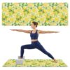 Summer Fruit Yoga Mat with Carry Strap & Shortage Bag Pastoral Lemons Leaves Branch Light Green Back Non Slip Soft Workout Pilates HIIT Fitness Mat for Home Gym Floor Travel Exercise, 72"x24"