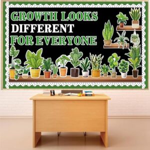 Summer Greenery Bulletin Board Decorations Motivational Potted Plant Classroom Decorations Growth Looks Different for Everyone Paper Cutouts for Back to School Classroom Chalkboard Wall Decor