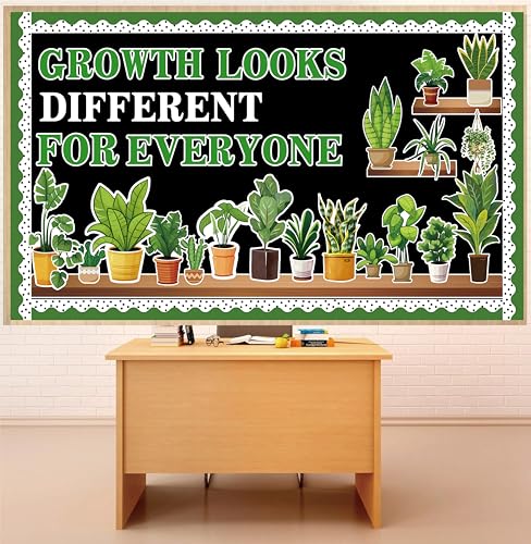 Summer Greenery Bulletin Board Decorations Motivational Potted Plant Classroom Decorations Growth Looks Different for Everyone Paper Cutouts for Back to School Classroom Chalkboard Wall Decor