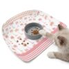 Summer Palm Tree Feeding Mat, Tropical Pink Coconut Trees Plaid Border Waterproof Foldable Pet Cat Dog Food Mat Placemats for Cats Dogs Water Bowl 17.7x11.8in