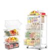 SUNALLY Kitchen Storage:Rolling Kitchen Cart+Stackable Storage Bins, White
