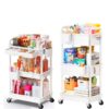 SUNALLY Rolling Cart:Makeup Cart+Baby Diaper Caddy Cart, White