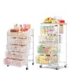 SUNALLY Storage Cart:Rolling Kitchen Cart+Makeup Organizer Cart, White