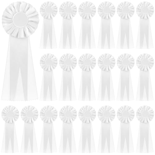 Suncalla 20 Pieces Blank Award Ribbon 11" x 4" Prize 1st 2nd 3rd Place Rosette Medal Winner Victory Recognition Participation Ribbon for Competition Sport Event Contest (White)