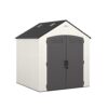 Suncast Ridgeland All-Weather Outdoor 7' x 7' Storage Shed with 327 cu. ft. Capacity, 2 Lockable Double Doors, Windows, Skylights, and Reinforced Resin Floor, Made in the USA