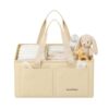 Sunchildor Large Canvas Diaper Caddy Organizer - Nursery Storage Bin, Beige