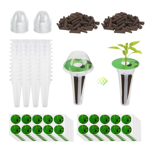 SUNCOZE 320pcs Hydroponic Pods, Accessories Compatible Other Hydroponics Growing Systems, Gardening Supplies Garden Pods Include 120 Grow Sponges, 40 Grow Baskets, 40 Domes, 120 Labels