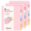SUNEE 8 Tab Binder Dividers,Plastic Dividers for 3 Ring Binder,3 Ring Binder Dividers with Tabs for School Office Home Supplies,Pastel Color, 3 Set