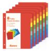 SUNEE 8 Tab Binder Dividers,Plastic Dividers for 3 Ring Binder,3 Ring Binder Dividers with Tabs for School Office Home Supplies,Bright Color, 6 Set