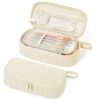 SUNEE Cute Pencil Case, Soft Corduroy Large Capacity Pencil Pouch, Aesthetic Zipper Pencil Bag, Big Storage Pen Organizer for Stationery, Pencil Box Back to School Supplies for Teen Girls Boys, Beige