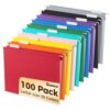 SUNEE Hanging File Folders, 100 Pack Letter Size Hanging File Folders with 1/5-cut Tabs, Stay Organized for Your Home and Office Bulk File, Documents and Paper, 10 Assorted Colors