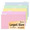 SUNEE Hanging File Folders Legal Size, 25 Pack File Folders 1/5-Cut Tabs, Macaron Colors, Stay Organized for Your Home and Office Bulk File and Documents