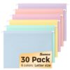 SUNEE Plastic Hanging File Folders,30 Pack Letter Size Hanging File Folders with 1/5-cut Tabs,Stay Organized for Your Home and Office Bulk File,Documents and Paper,6 Pastel Colors