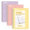 SUNEE Spiral Notebooks, 3 Pack, 1-Subject, College Ruled Paper, 8" x 10-1/2", 70 Sheets per Notebook, Pastel Colors Spiral Notebooks for School