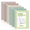 SUNEE Spiral Notebooks, 6 Pack, 1-Subject, College Ruled Paper, 8" x 10-1/2", 70 Sheets per Notebook, Assorted Aesthetic Colors Spiral Notebooks for School
