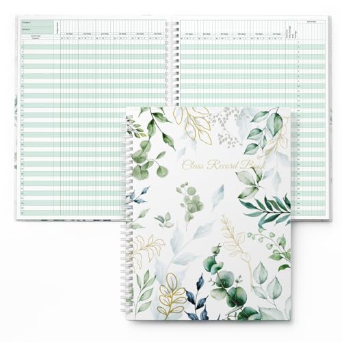 SUNEE Teacher Class Record Book for 11-12 weeks, 36 Names, 8.5x11 Inch, 104 Pages (52 Sheets), 100gsm Thick Paper, Larger Grade Recording up to 36 Students with Water-Resistant Plastic Cover,Full Leaf