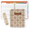 SUNEE Teacher Planner 2026-2027 Academic Year, 7 Periods Lesson Plan Book Jul 2026 - Jun 2027, 8.5"x11" Weekly Monthly Organizers Vertical Layout with Calendar, Bookmark, Waterproof Cover,Retro Floral