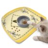 Sunflower Butterfly Feeding Mat, Vintage Daisy Flower Yellow Border Waterproof Foldable Pet Cat Dog Food Mat Placemats for Cats Dogs Water Bowl 17.7x11.8in