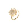 Sunflower Ring for Women - Adjustable Flower Fidget Ring | Copper Electroplated Rotating Statement Ring, Floral Fashion Jewelry for Everyday Wear Gift White Gold Tone