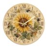 Sunflower Wall Clock, Vintage Natural Bird Leaves Summer Yellow Round Wall Clock for Living Room Bedroom Kitchen Decor 11.6x11.6 Inches