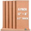 SUNGIFT 17 x 8 Inch Cork Bulletin Board 6 Pack, 1/2" Thick for Office/Home