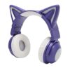 SUNGOOYUE Kids Cat Ear Headphones ABS Wireless and Wired Kids Headset Bluetooth 5.0 LED Lights Built in Mic 7 Hour Playtime Adjustable Stereo for Ages 3 Plus Blue (Purple)