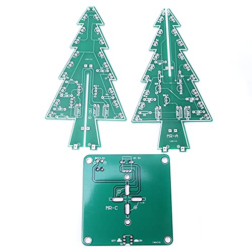 Sunisfa 3D Christmas Tree DIY Electronic Circuit Kit Electronic Circuit Project Kit DIY Christmas Tree with 16 LED Lights 4 Groups Blinking for USB or Dry Battery (Colorful Set)