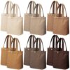 Sunnymove 12 Pcs Small Corduroy Tote Bags Cute Mini Tote Bag Reusable Handbag Gift for Women Birthday Bridesmaid Travel(Brown Color)