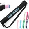 Sunnymove 35 Inch Long Mahjong Mat Bag Cute Double Strapped Polyester Drawstring Mahjong Holder Lightweight Waterproof Outdoor Carrying Bag for Board Game Travel Storage Mat Not Included(Black)