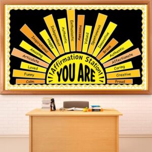 Sunshine Motivational Classroom Decorations Affirmation Station Bulletin Board Set Growth Mindset Summer Bulletin Board Inspirational Mental Health Paper Cutouts for Back to School Wall Decor Supplies