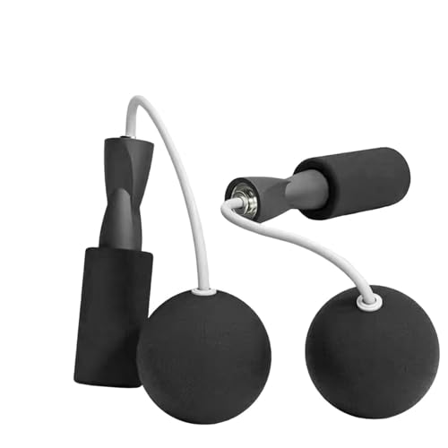 SunsoilGiant Weighted Jump Rope With Steel Bearing System Cordless Versatile Training Comfortable Foam Handle Enhanced Weighted Balls Smooth Rotation Suitable for Office Living Room Daily Exercise , Classic Black