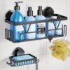 SUNTECH Suction Cup Shower Caddy with Soap Holder, No Drilling Rustproof