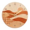 Sun Wall Clock, Minimalistic Modern Waves Lines Fall Terracotta Wall Clock with Second Hand for Garage Game Room Outdoor Decoration 11.6x11.6 Inches