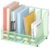 SUPEASY Desk Organizers Metal Desk Magazine File Holder with 5 Vertical Compartments Rack File Organizer for Office Desktop, Classroom, Home Workspace, Green