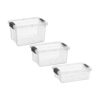 Superio Mini Storage 3 Pack Container Plastic Crayon Box, Art n Crafts and Sewing Supplies Case, Stackable Clear Small Organizer for Beads, Stationery, Chalk, and Food
