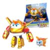 Super Wings 5" Transforming 2-Pack Supercharged Golden Boy & Super Pet with Light Effect, Season 7 Airplane to Robot Transformable Toys, Preschool Birthday Gifts for Kids 3+