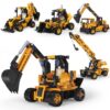 Suplanet 5 in 1 STEM Toys Excavator Erector Sets, Programmable RC Truck Robotics Kit, DIY Engineering Construction Set Educational Gift for Boys &Girls Age 8-14(344 Pcs