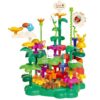 supuzz Rotating Garden Building Blocks STEM Toys for Kids Ages 3-5, 74 PCS Educational Construction Kit with Gears, Animal Figures & Baseplate, Preschool Learning (Forest Series L2)